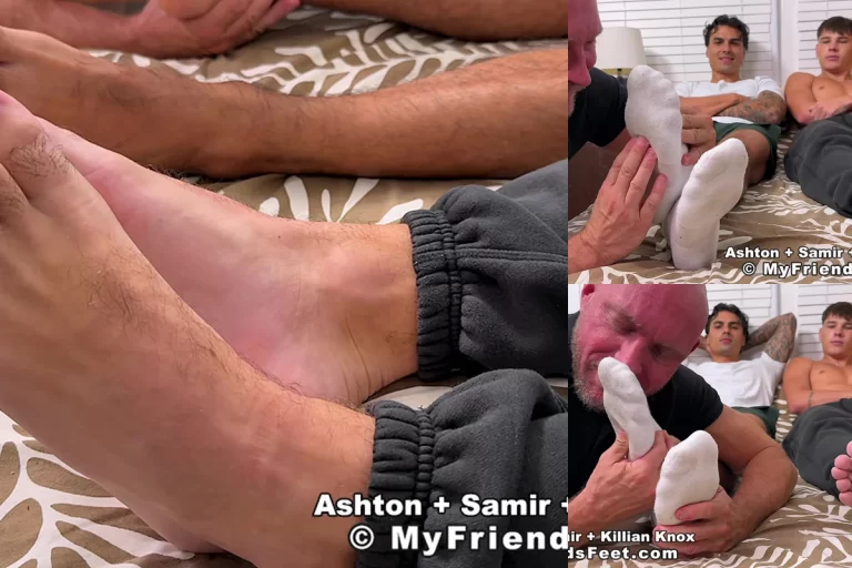 Killian Knox in Ashton, Killian Knox, and Samir in a Steamy Dorm Room Foot Worship Session