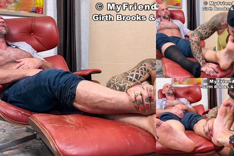 Riley in Girth Brooks Receives Blissful Foot & Sock Worship From Riley After a Stressful Day at Work