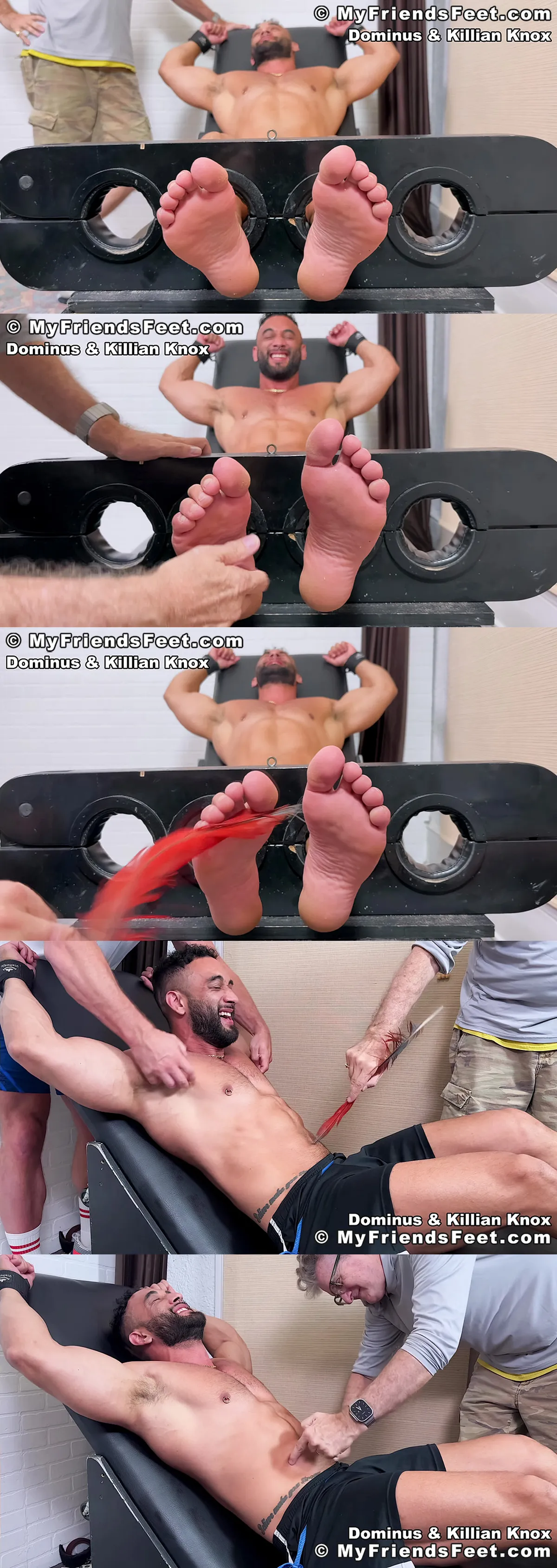 Muscular Latin Hunk Dominus Begs as Killian Knox Worship His Wiggling Bare Feet and Tickle Him
