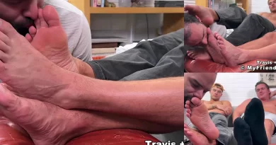 Travis Maverick and Drew Harper Dominate Thom in Intense Gay Foot Worship Rent Payment