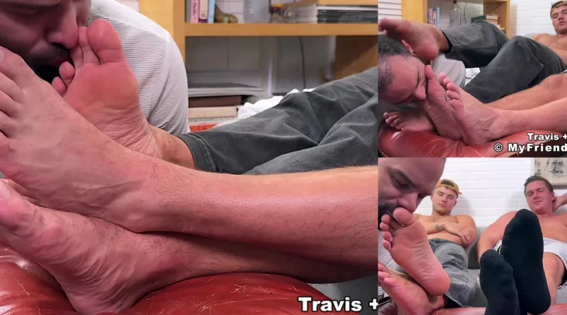 Travis Maverick and Drew Harper Dominate Thom in Intense Gay Foot Worship Rent Payment