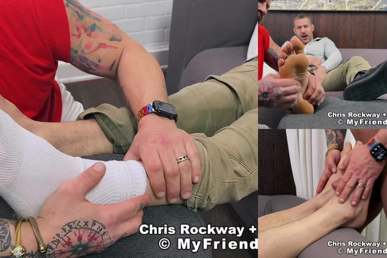 My Friend's Feet in Chris Rockway and Riley Mitchel’s Quick Foot Worship Fetish Fix Turns into a Huge Cum Explosion