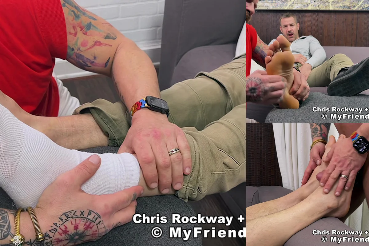 Chris Rockway and Riley Mitchel’s Quick Foot Worship Fetish Fix Turns into a Huge Cum Explosion